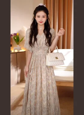 苏陌高品质凉爽透气舒服优雅裙子女款新款高级感显瘦孔雀连衣裙
