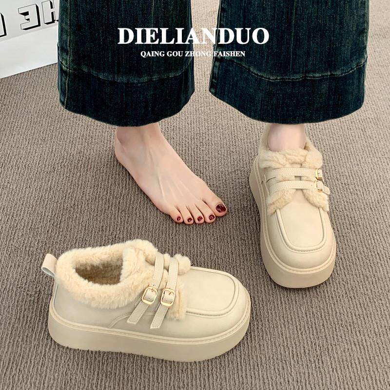 厚底加绒豆豆勃肯鞋女2025新款秋冬季乐福小皮鞋棉鞋子毛毛雪地靴,女鞋,时尚雪地靴,淘宝优惠券,粉丝福利购,淘宝优惠卷