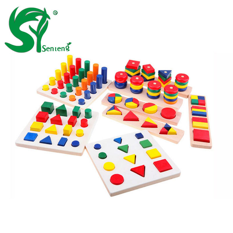 正品蒙启蒙数学教具 蒙台特梭利儿童感官几何阶梯早教玩具8件套