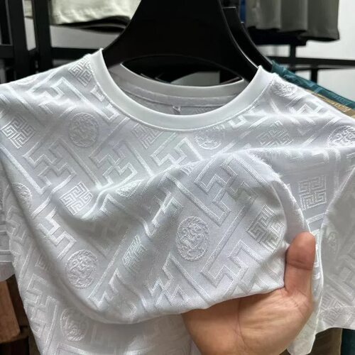 清仓捡漏冰丝短袖暗纹提花t恤