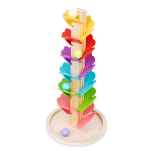 ins音乐树玩具实木质轨道滚珠宝宝启蒙益智积木彩虹色花瓣智慧树