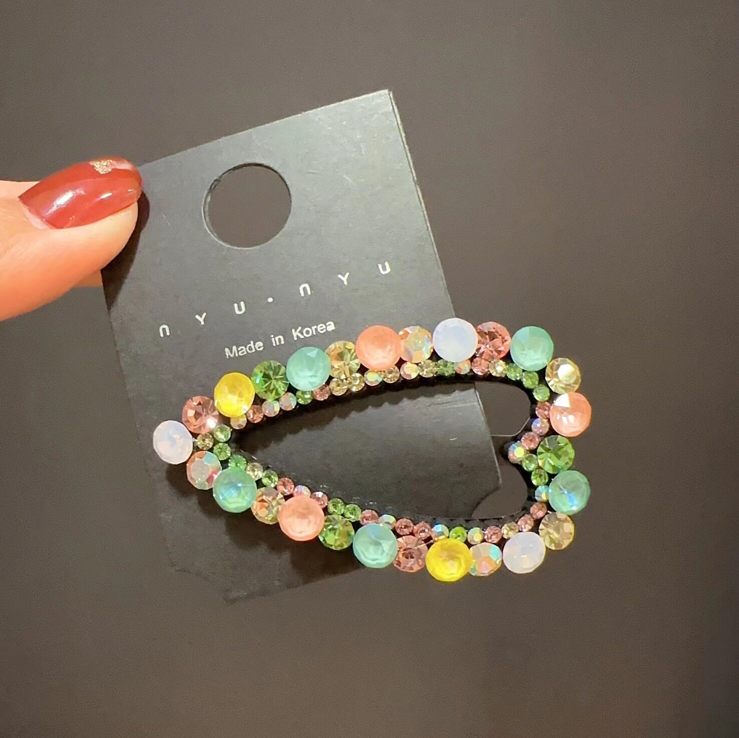 韩版施家摩卡桃心拜拜夹轻奢水钻BB夹侧边夹刘海夹碎发夹少女发夹