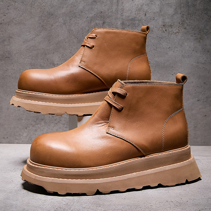 羊毛一体雪地靴男真皮英伦风复古工装靴厚底防滑加绒加厚保暖棉鞋,流行男鞋,时尚雪地靴,淘宝优惠券,粉丝福利购,淘宝优惠卷