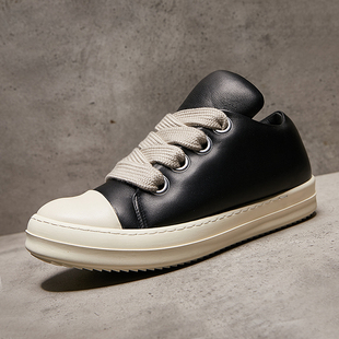 2026新款RO面包鞋男真皮厚底时尚潮牌小胖丁休闲鞋暗黑风运动板鞋