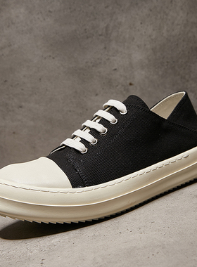 2026ss RO侵权低帮帆布鞋黑色高级感厚底欧美潮鞋系带情侣男女鞋