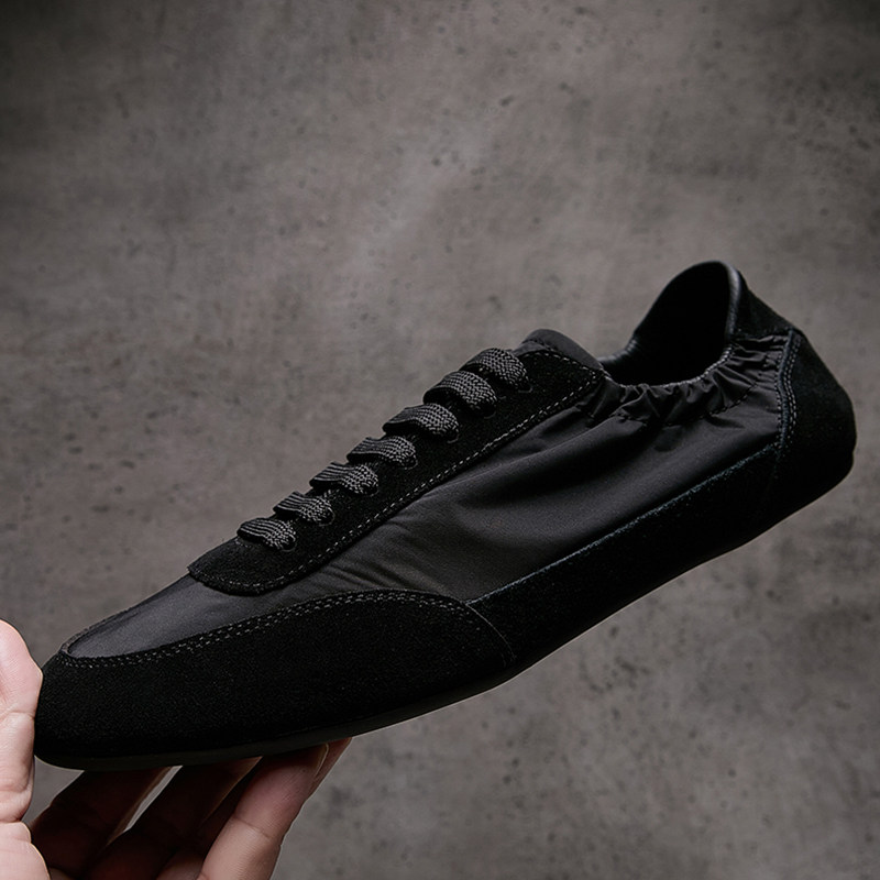 2026夏季新款阿甘鞋男真皮黑色高级感运动休闲鞋牛皮手工德训板鞋