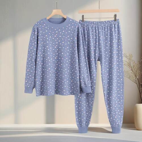 中老年人女士半高领套头纯棉秋衣秋裤套装加肥大码妈妈装打底内衣 - 封面