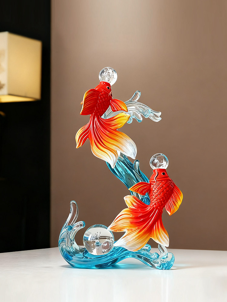 入户玄关风生水起锦鲤招财鱼摆件轻奢高档酒柜装饰品乔迁开业礼物,家居饰品,装饰摆件,淘宝优惠券,粉丝福利购,淘宝优惠卷