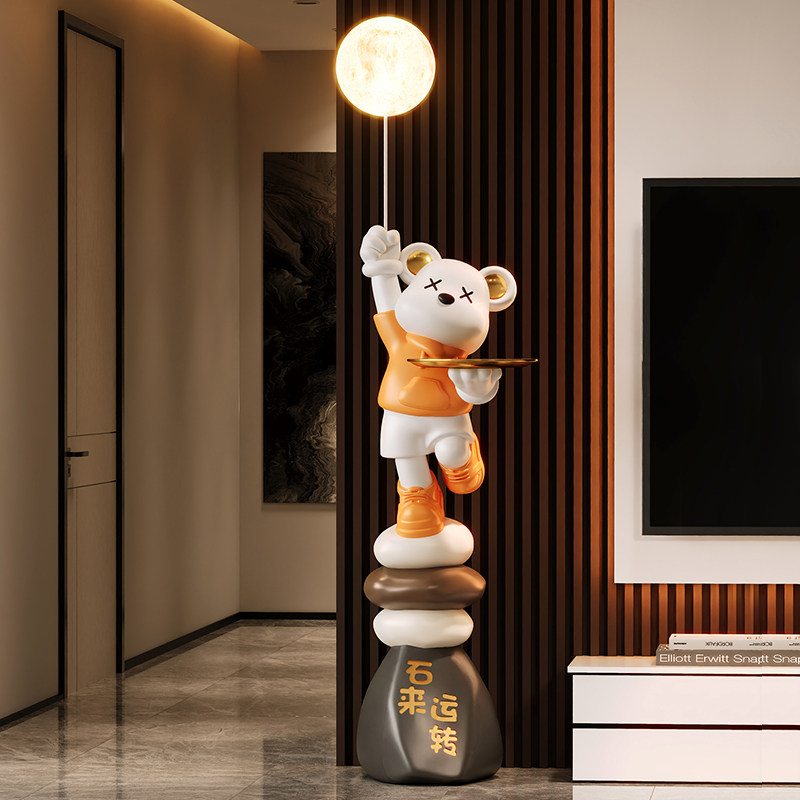 客厅暴力熊电视柜旁边大号落地灯摆件轻奢家居装饰品乔迁新居礼物