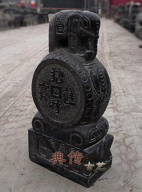 仿古石雕小象门墩商铺庭院摆件