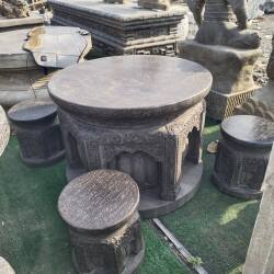 仿古石桌石凳青石复古茶桌一套户外庭院花园茶台石桌椅石头象棋桌