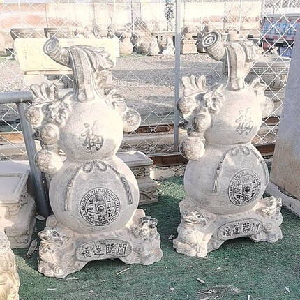 仿古石雕葫芦摆件客厅玄关办公室装饰品乔迁新居礼品