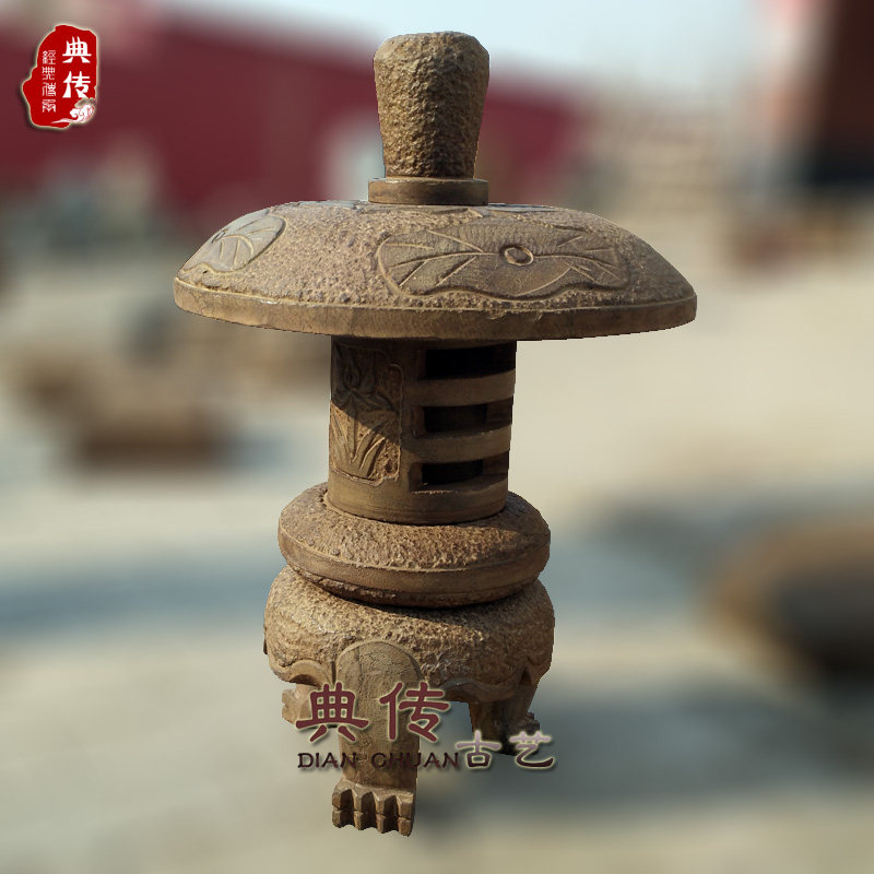 仿古石雕蘑菇灯天然青石中式庭院草坪石灯日式石头灯笼照明装饰灯