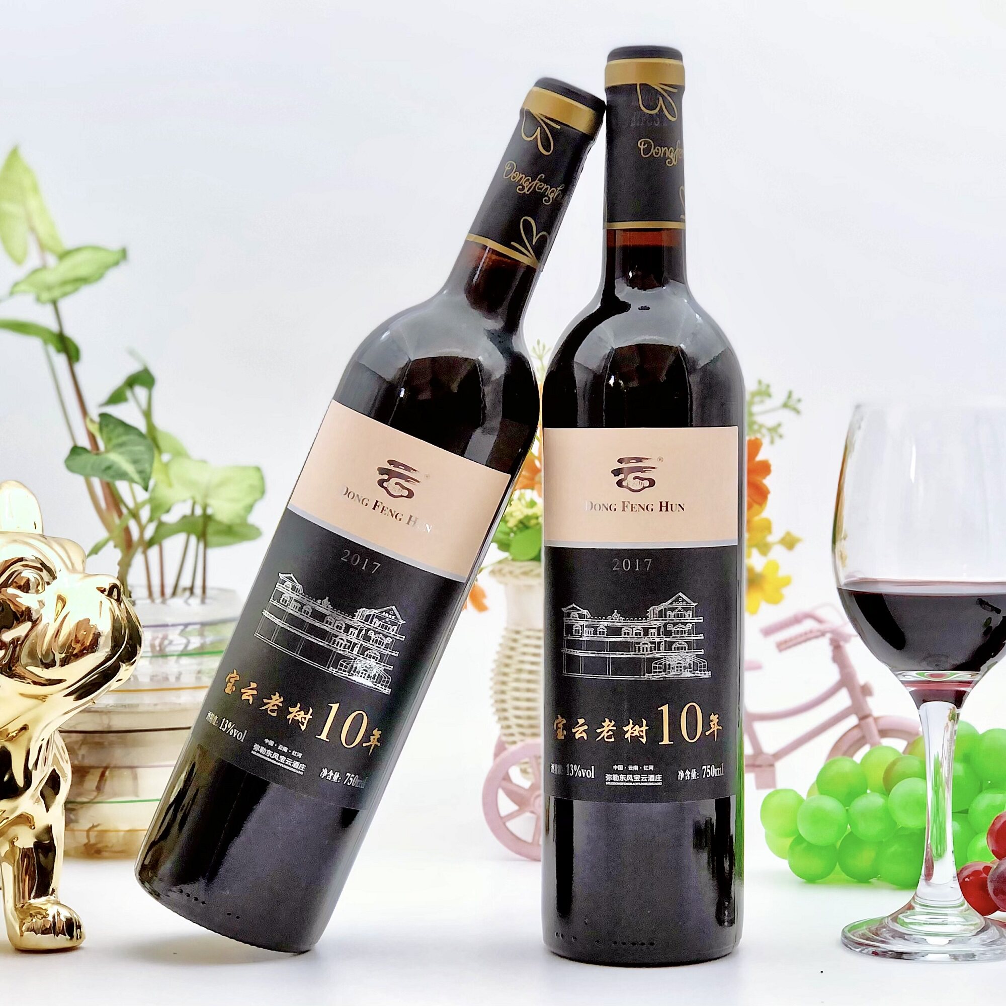 云南弥勒红酒宝云酒庄东风魂老树10年玫瑰蜜赤霞珠全汁干红葡萄酒