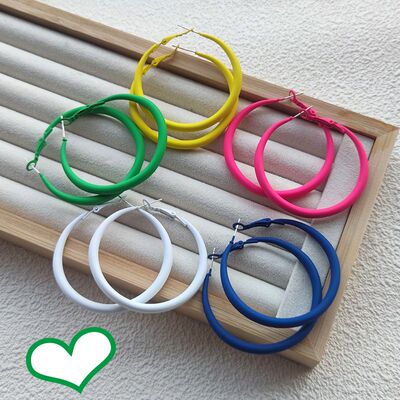 s925银针大耳圈韩国金属喷漆个性彩色耳环圆圈显脸小网红潮流耳饰
