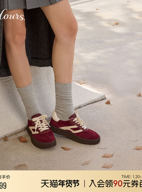 73hours女鞋美式趣味春秋新款增高厚底红色德训鞋时尚运动休闲鞋