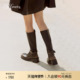 明星同款 棕色雅丹风长筒靴骑士靴女 新款 73hours女鞋 安可舞台冬季