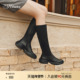 新款 73hours女鞋 跃过云层2025冬季 显瘦弹力瘦瘦靴增高厚底长筒靴