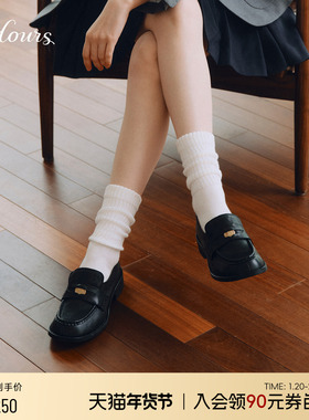 高伯伯同款73hours女鞋舒适印记26春季新款复古金币乐福鞋小皮鞋