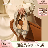 女水钻细跟婚鞋 73hours女鞋 通勤尖头高跟鞋 新款 雀跃心情春季