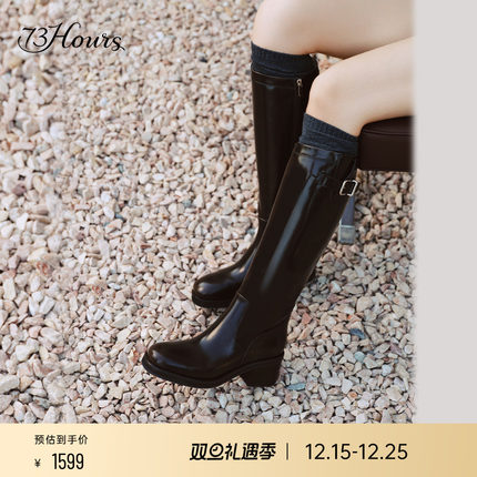 73hours女鞋科切拉狂欢2025冬季新款擦色长筒骑士靴显瘦高筒靴子