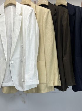 水木工芳【品牌货--土耳其亚麻西装】轻奢高级双排扣百搭上衣2645