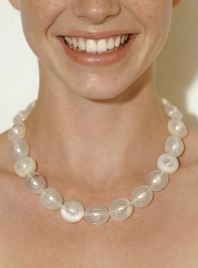 天然白玛瑙淡水珍珠新中式项链