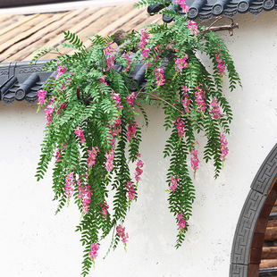 饰花塑料花串藤蔓植物吊顶藤条吊花客厅壁挂 仿真紫藤花槐花假花装