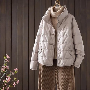 羽绒服女款2025新款冬季短款中国风高级感平湖羽绒外套大码