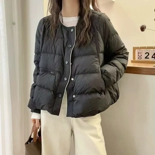 平湖羽绒服女款短款冬季白鸭绒羽绒外套女新款高级感