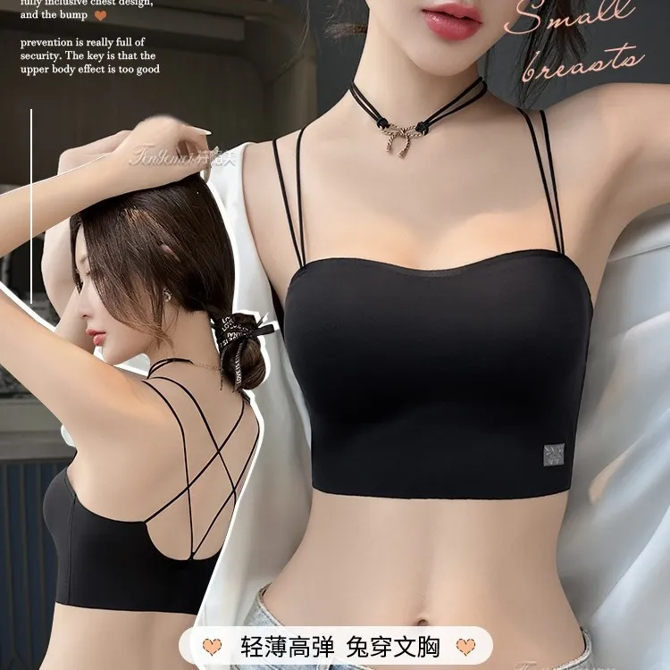 广东汕头美背内衣夏季超薄款背心小胸大胸抹胸吊带无痕文胸罩