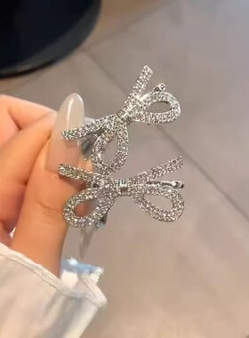 新款金属蝴蝶结发夹侧边甜酷刘海鸭嘴夹子碎发少女发卡发饰