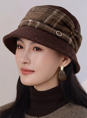 中老年人保暖加绒厚盆帽女秋冬