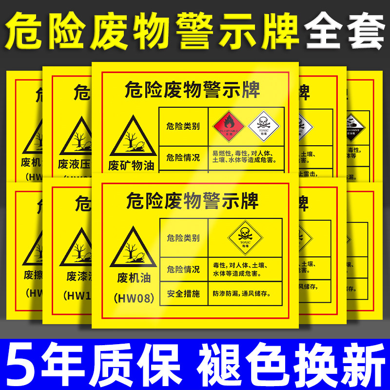 2024年新版危险废物警示牌废机油废油漆危废标识牌环保标志牌汽修理厂