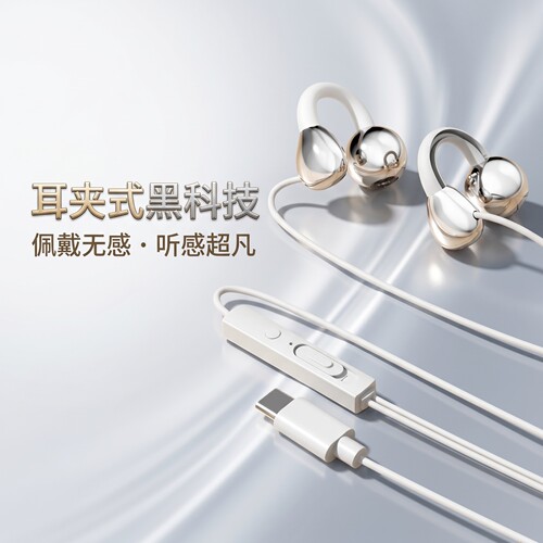 适用于小米vivo手机有线耳机入耳式高音质type-c接口圆孔扁头通用