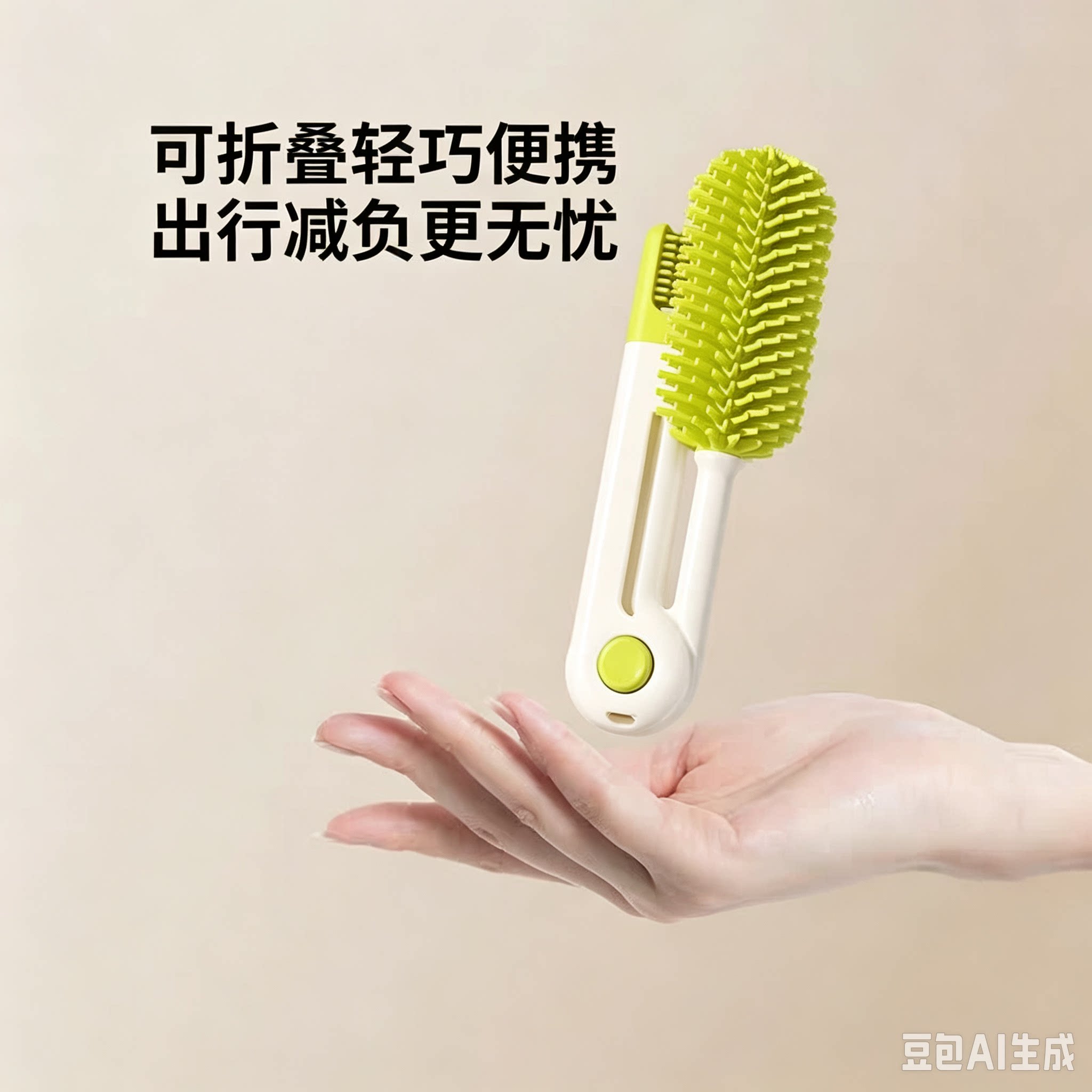 三合一可折叠奶瓶刷便携式婴儿奶嘴刷隐藏式收纳外出轻巧便携一体