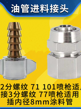鼠尾油管接头隔膜泵涂料桶喷漆枪油漆管接头进料头W71/101/77活接