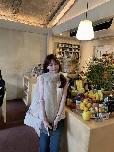 FFLU「薄纱围巾」薄款双层真丝纯色桑蚕丝纱巾系脖高级感披肩
