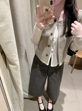 FFLU25/3/20【老钱棉质八分裤】春夏新款时髦高智具像化灰色裤子