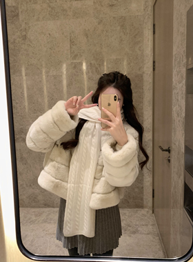 FFLU25/12/3【私服新年兔兔】雷克斯立领长袖獭兔贵妇皮草不退换