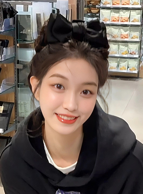 黑色双面蝴蝶结发夹在逃公主高颅顶后脑勺抓夹大号鲨鱼夹发饰头饰