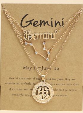 3Pcs Zodiac Sign Necklaces Set For Women 12 Constellation Le