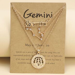 3Pcs Zodiac Sign Necklaces Set For Women 12 Constellation Le