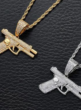 Hiphop Rock Pistol Submachine Gun Rifle Pendant Necklaces Fo