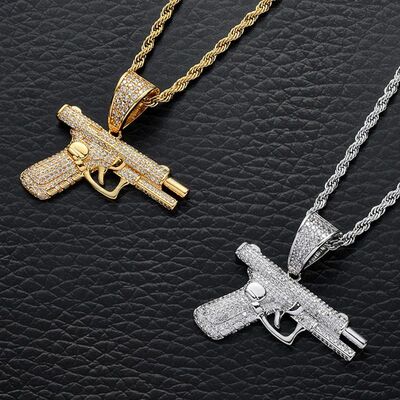 Hiphop Rock Pistol Submachine Gun Rifle Pendant Necklaces Fo