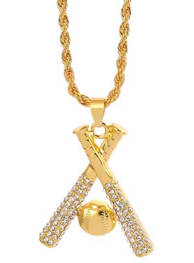 Fashion With Pendant Baseball And Baseball Bats Necklace Hip