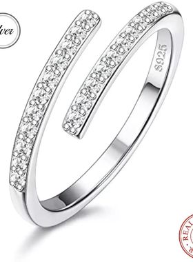 Open Ring for Women Adjustable Cubic Zirconia Rings 2MM CZ M