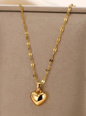 Stainless Steel Love Heart Necklace For Women New Trendy Lip