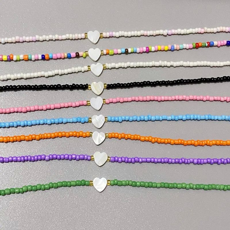 Choker Necklace for Girl Women White Color Nature Shell Love