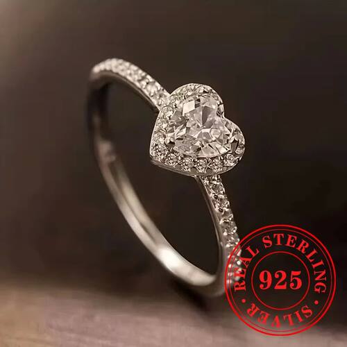 Heart-shaped Cluster Ring Sparkling CZ Glamorous Accessory F